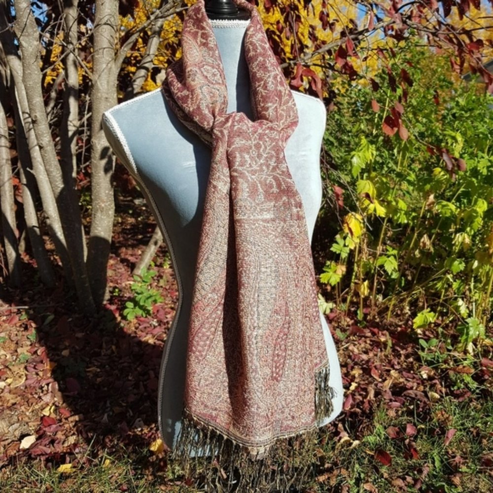 Maroon And Gold Scarf -Perfect Condition Well Protected - Picture 6 of 11